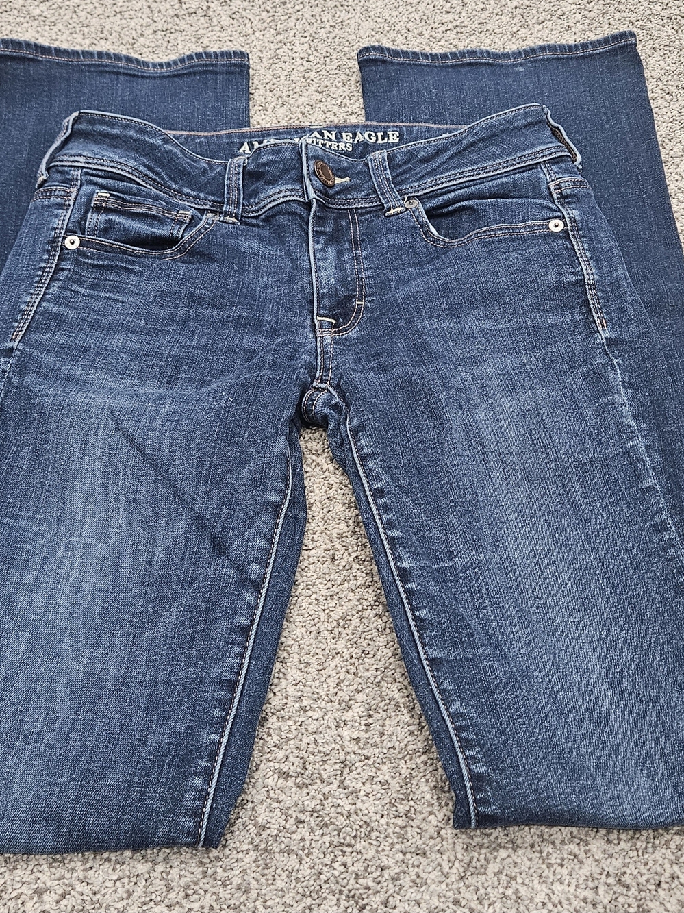 American Eagle Outfitters Dark Blue Women's Jeans - Kick Boot Long